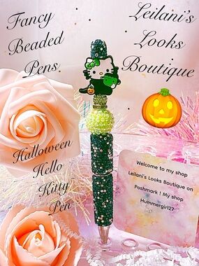 Fancy beaded Pen/gifts/halloween/hello kitty/frankenstein/green beads/